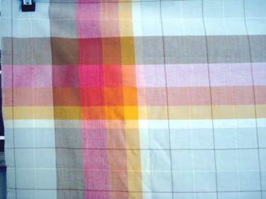 Eames era windowpane check tablecloth Fiesta colors vintage linens hc1037