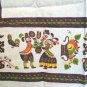 Parisian Prints linen tablecloth colonial motif vintage linens hc1375