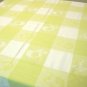 Lime and white check cotton tablecloth Jacquard woven 63 inches long Simons vintage hc3375
