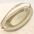 Art Deco bread or pastry serving tray silverplate English fold down handle EPNS vintage hc3384