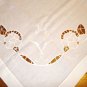 Victorian white linen tablecloth whitework openwork monogrammed excellent hc2900