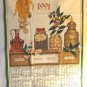 1991 cotton calendar towel spice rack with corn, garlic, spice grinder hc3396