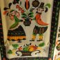 Colonial print cotton tea towel fruit, flowers, birds hearts, couple vintage hc3397
