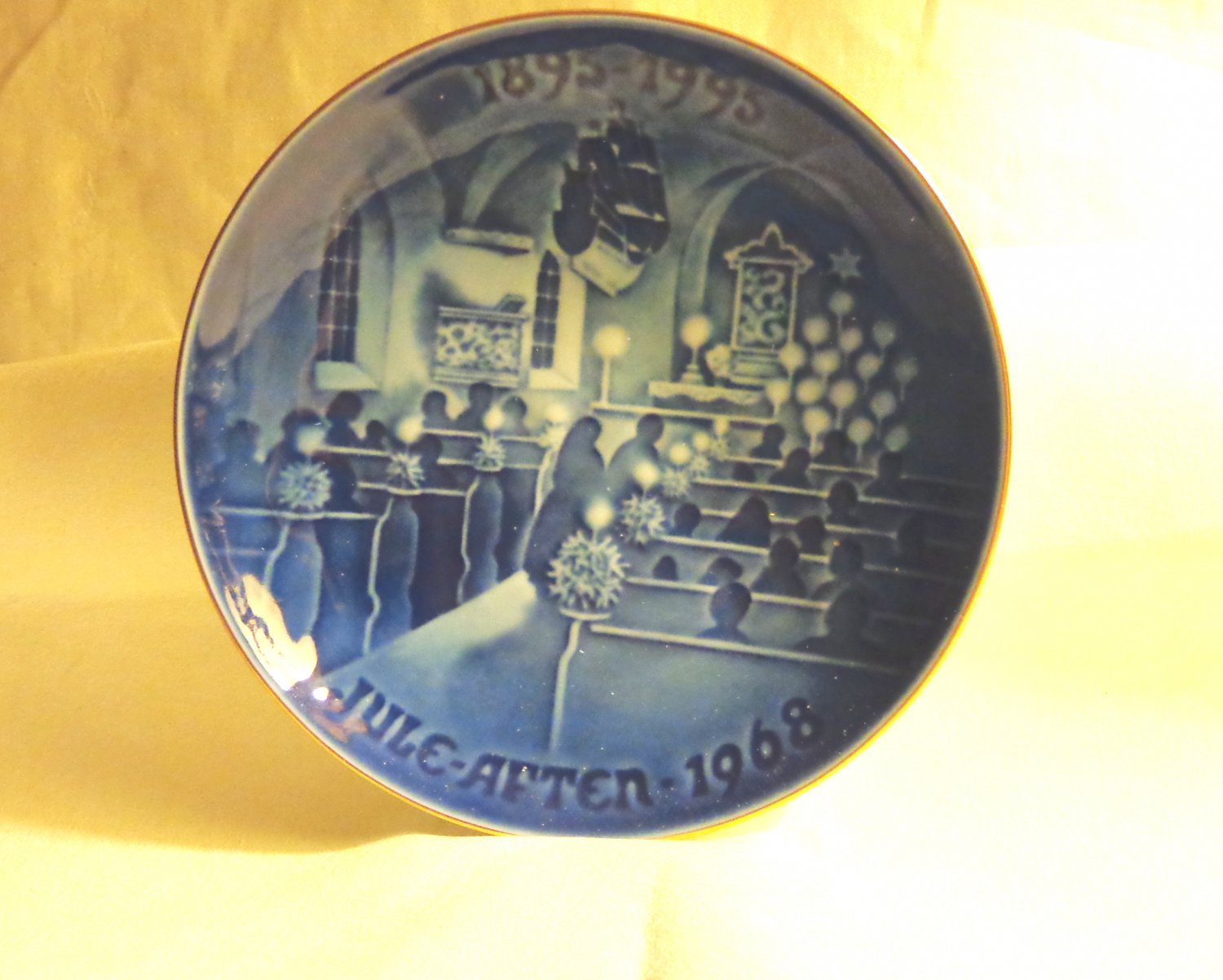 Bing and Grondahl 1968 100th anniversary plate Christmas Eve in Church BG porcelain hc3404