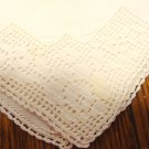 Antique napkins set of 3 off white linen filet lace trim hand crocheted lace hem hc3407