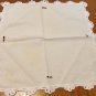 Three single embroidered napkins cotton and linen lace edging vintage hc2382