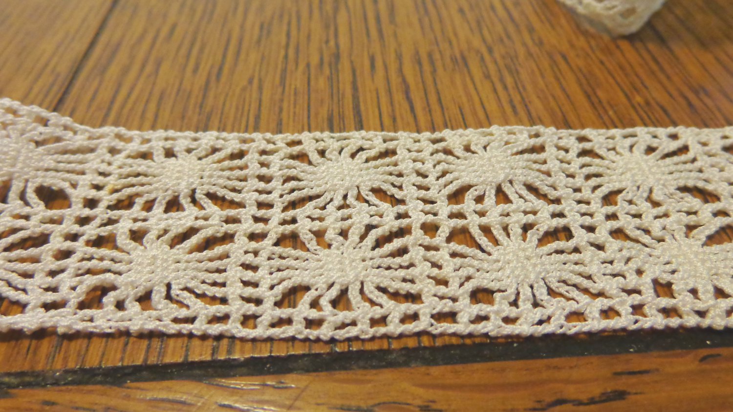 Hand crocheted lace trim white 48 inches long 1.4 inch wide hc3419