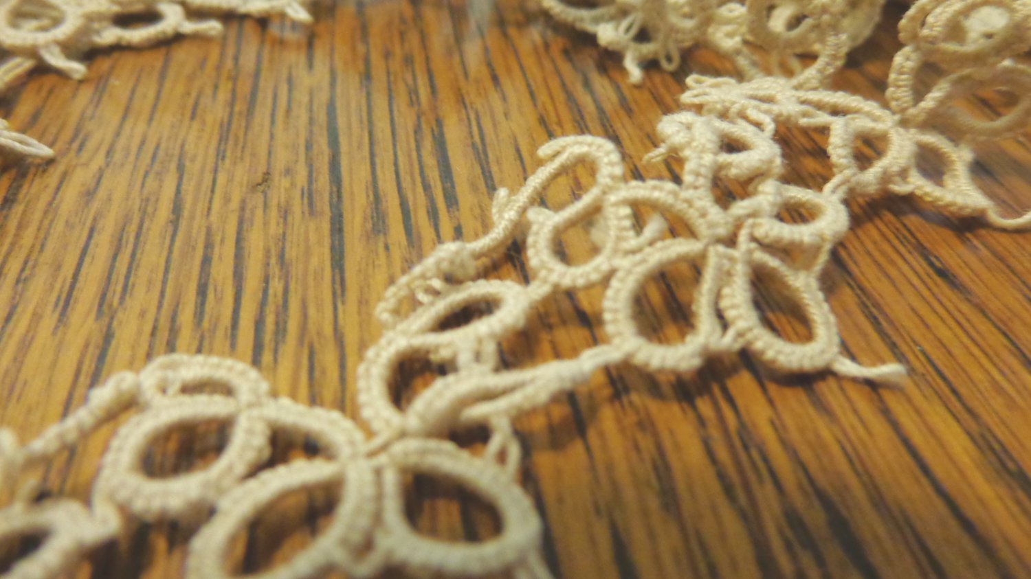 Tatted lace trim light taupe hand made 92 inches long 1 inch wide hc3420