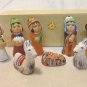 Miniature nativity clay 8 pieces primitive handmade in Peru boxed set vintage hc3424