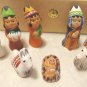 Miniature nativity clay 8 pieces primitive handmade in Peru boxed set vintage hc3424