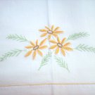 Large white cotton sheet embroidered hem vintage linens  hc1686