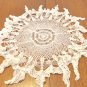 Lacy fishnet crocheted doily large round ruffled edge and hanging points white vintage hc3433