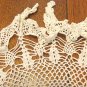 Lacy fishnet crocheted doily large round ruffled edge and hanging points white vintage hc3433