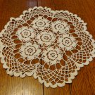 Hand crocheted doily floral center 11 inches white vintage hc3434