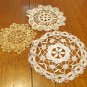 Three tiny lace doilies handmade 2 white 1 ecru white vintage hc3435