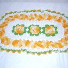 Irish crochet doily or centerpiece orange white roses vintage  hc1169