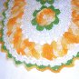 Irish crochet doily or centerpiece orange white roses vintage hc1169