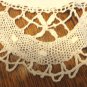Large lace edged doily handmade bobbin lace edging ecru linen center vintage hc3441