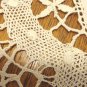 Large lace edged doily handmade bobbin lace edging ecru linen center vintage hc3441