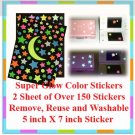 2 Super Glow Sticker Sheet (7 X 5 inch) + Free Gift