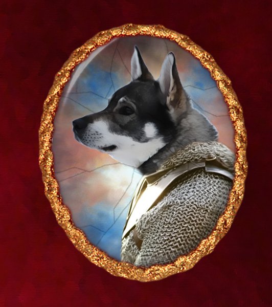 Swedish Elkhound Jewelry Brooch Handcrafted Ceramic - Warrior