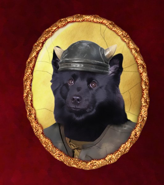 Swedish Lapphund Jewelry Brooch Handcrafted Ceramic - Viking