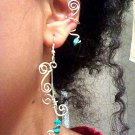 Turquoise ear cuff with matching earrings