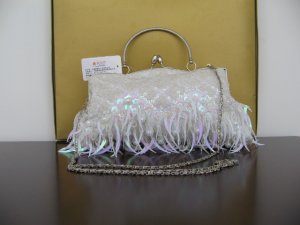 Beaded Embroidery purse White