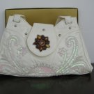 Beaded Embroidery purse White -1