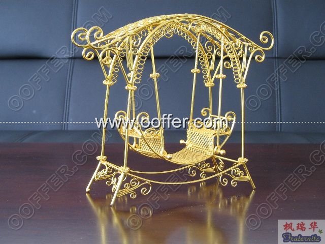 Iron Wire Craft Golden Rocking Chair
