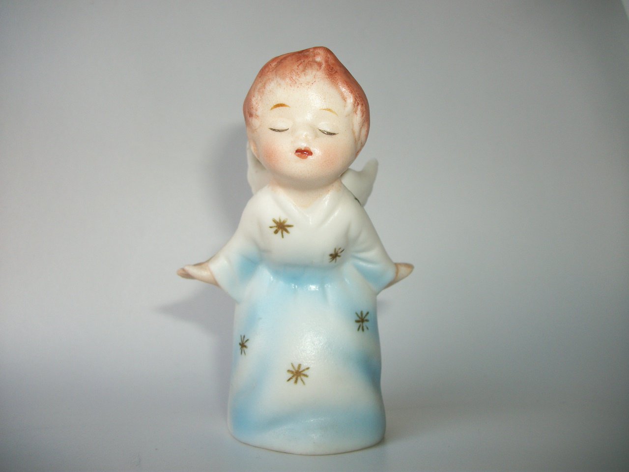 VINTAGE KISSING ANGEL CHRISTMAS MADE IN JAPAN SB SCHIMIO BROS 3.5 " TALL