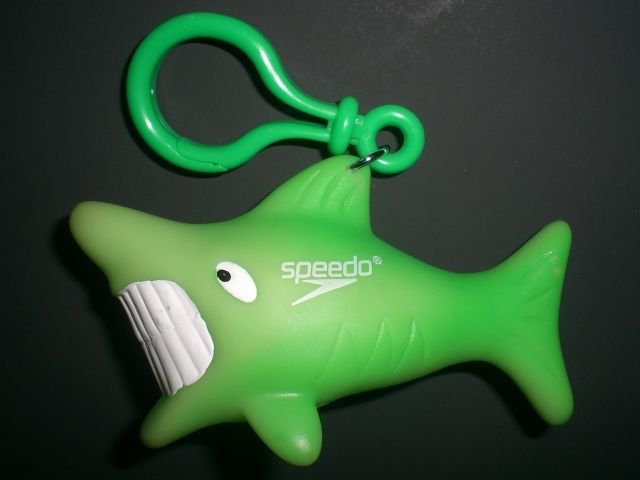NEW SPEEDO GREEN SQUIRTING SHARK FIGURE KEYCHAIN