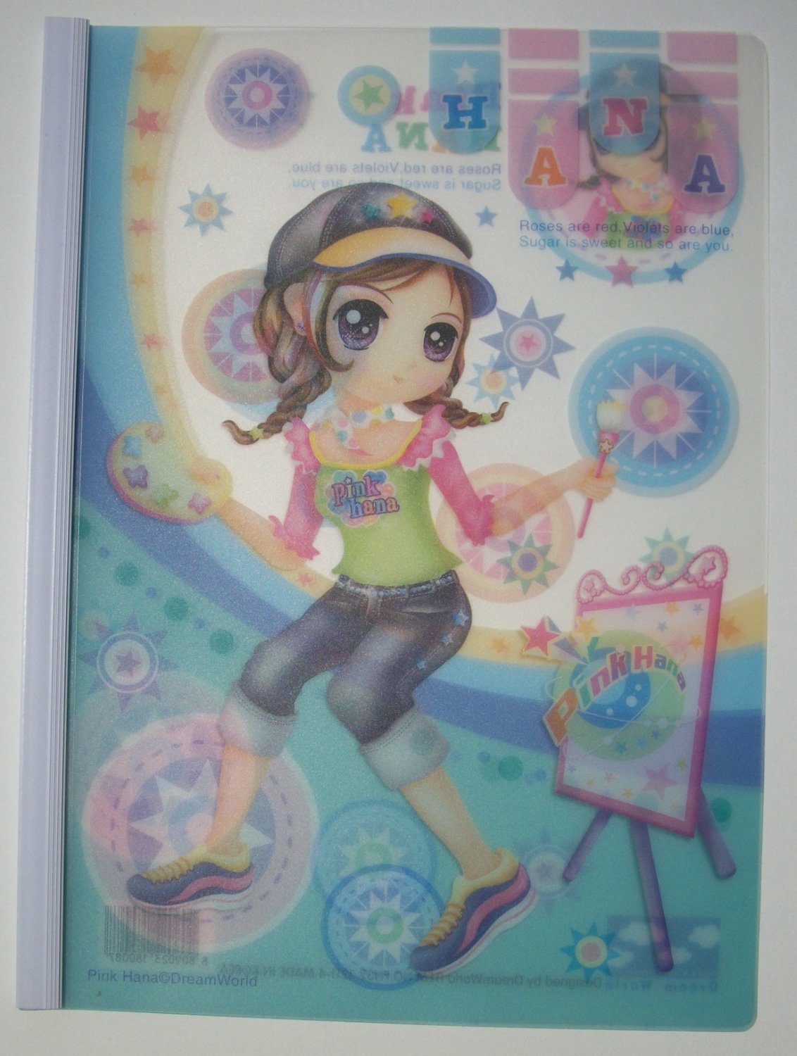 Vintage Korea Anime Pink Hana Artist Girl DreamWorld Plastic Folder Art School Supply