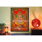 hindu elephant god ganesh ganesha sequin cotton wall hanging ethnic tapestry art India decor