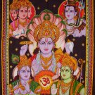hindu five Lord trinity shiva vishnu ram god krishna brahma sequin wall hanging tapestry home decor hindu five Lord trinity shiva vishnu ram god krishna brahma sequin wall hanging tapestry home decor