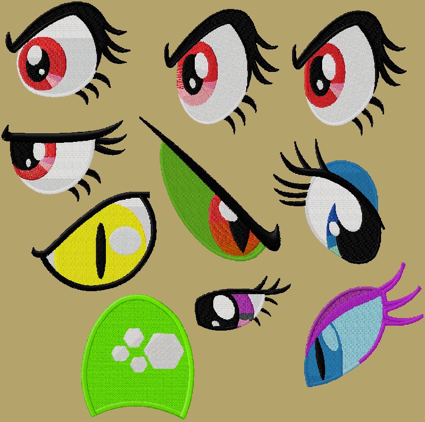 Embroidery Files - 90+ MLP Eyes in 270+ Sizes.