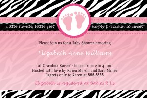 Cute! 10 Printed Baby Shower Jungle Zebra Invitations Girl Boy - Pink Blue Any Color Safari Zoo