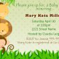 Cute! 10 Printed Baby Shower Jungle Invitations Girl Boy - Pink Blue Any Color Safari Zoo