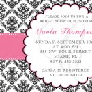 4x6 or 5x7 Bridal or Baby Shower Party Invitations Damask Monogram Print Yourself U