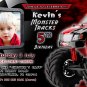 Monster Truck Jam Birthday Party Photo Invitations Children Kids Race Boys