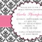 100 ct 4x6 Birthday Party Invitations Damask Monogram 21st 30th 40th 50th 60th 70th 80th 90th