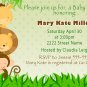 Jungle Invitations Baby Shower Girl Boy - DIY Print Yourself Pink Blue Any Color Safari Zoo