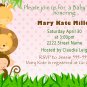 Jungle Invitations Baby Shower Girl Boy - DIY Print Yourself Pink Blue Any Color Safari Zoo