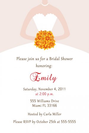 20 Fall Autumn Bridal Shower Invitations White Bride Dress 4x6