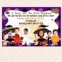 Print your own - Halloween Birthday Party Photo Invitations Costume Witch Dracula Girl Boy Twins