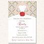 20 White Damask Monogram Bridal Shower Wedding Invitations White Bride Dress 4x6 Engagement