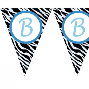 Printable Zebra Flag Banner Birthday Party Baby Bridal Shower Print yourself