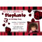 10 4x6 Ladybug Birthday Party Photo Invitations Girl Baby 1st 2nd Polka Dots Red Black