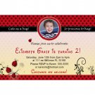 Printable Ladybug Birthday Party Photo Invitations Girl 1st 2nd Lady Bug Polka Dot