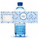 25 Personalized Crown Prince Birthday Baby Shower Bottle Water Labels Wrappers Stickers Polka Dots